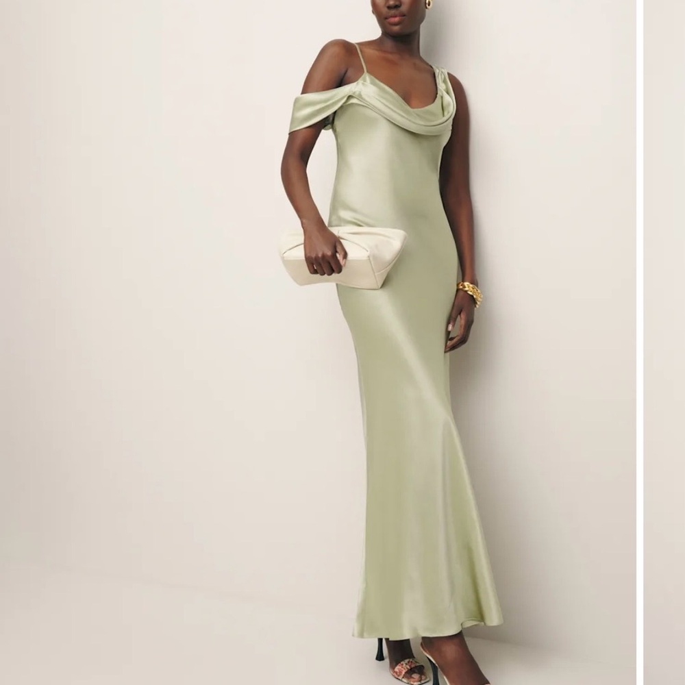 NWT Reformation Rhonda Silk Dress in Dried Herbs